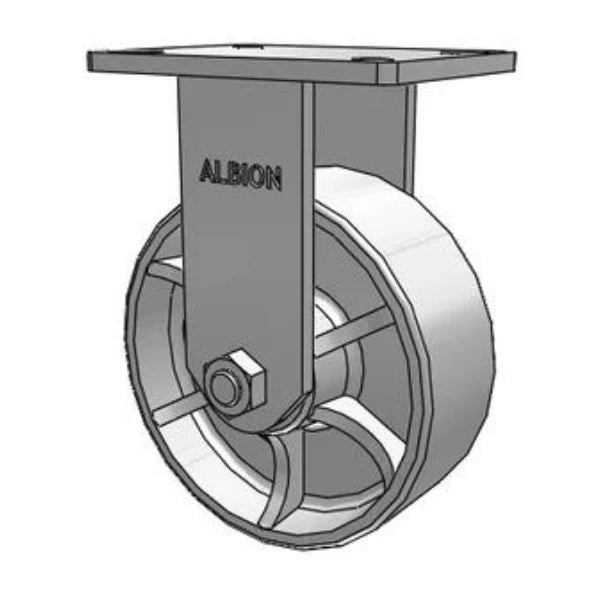 Heavy Duty Kingpinless 8"x3" Cast Iron Wheel Rigid Caster - 2800 lb Load Capacity Albion-Casters