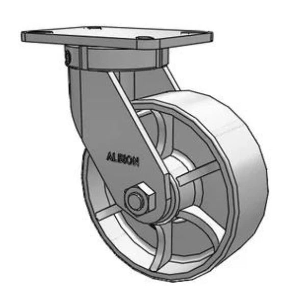 Heavy Duty Kingpinless 8"x3" Cast Iron Wheel Swivel Caster - 2800 lb Load Capacity Albion-Casters