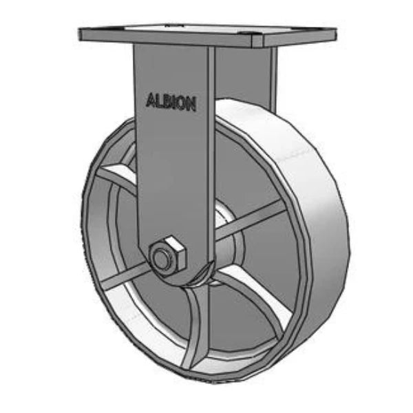Kingpinless 10"x3" Cast Iron Wheel Rigid Caster, 2800 lb Capacity Albion-Casters