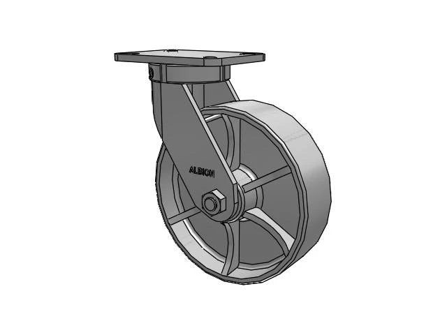 Kingpinless 10"x3" Cast Iron Wheel Swivel Caster, 2800 lb Capacity Albion-Casters