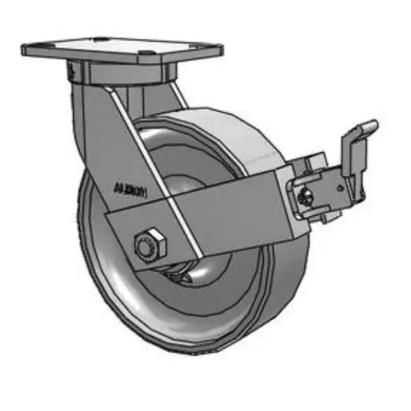 Kingpinless 10"x3" Forged Steel Wheel Caster with Face Brake, 5400 lb Capacity -  | CasterHQ