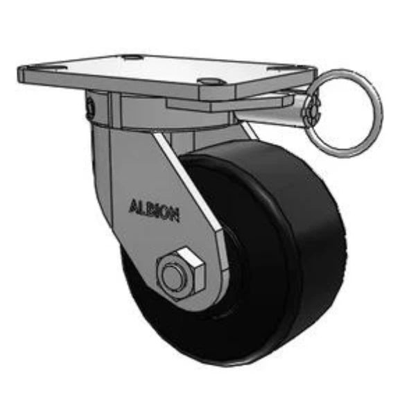 Kingpinless 6"x3" Trionix Nylon Caster with 7.25"x5.25" Plate, Swivel Lock, 5400 lb Load Capacity Albion-Casters