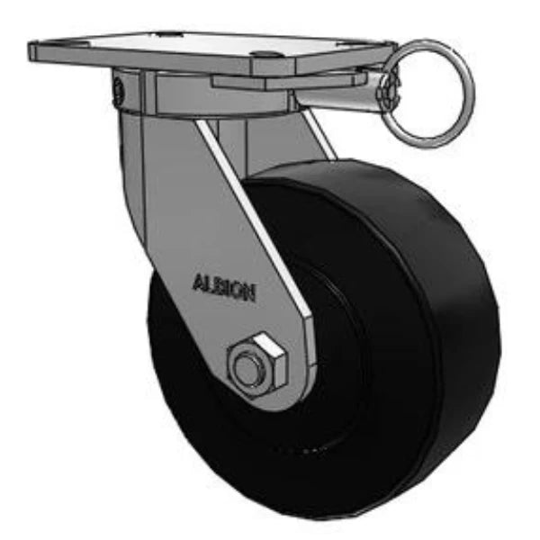 Kingpinless 8x3 Trionix Nylon Caster with 7.25x5.25 Plate & Swivel Lock - 5400 lb Capacity Albion-Casters