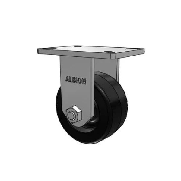 Albion Casters Kingpinless 6"x3" Phenolic Wheel Rigid Caster with 7.25"x5.25" Plate - Heavy-Duty 2000 lb Capacity - USA-Made 410TM06501R Albion-Casters