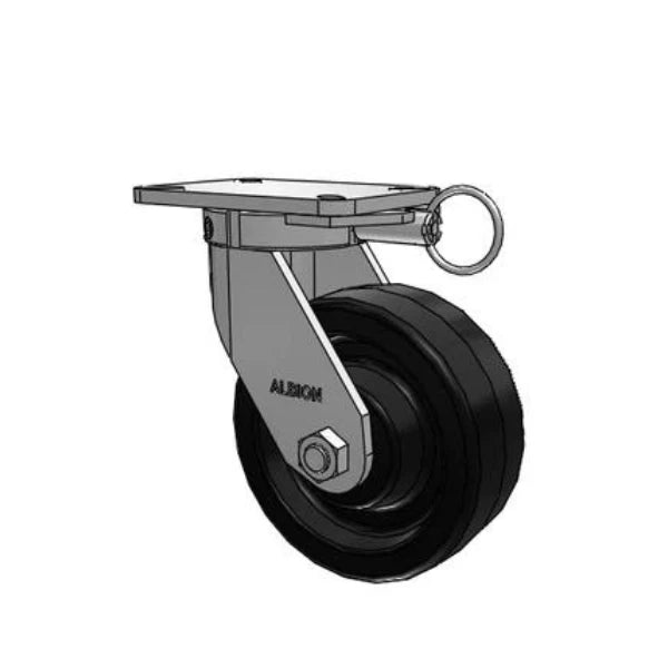 Albion Casters Kingpinless 8" x 3" Phenolic Wheel Caster with 7.25" x 5.25" Plate and Swivel Lock - Heavy-Duty, 2500 lb Capacity, Model 410TM08501SL Albion-Casters