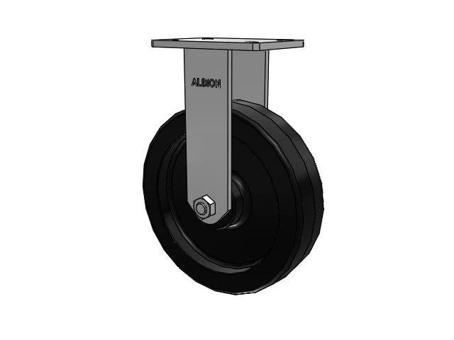 Albion Casters Kingpinless USA 12" x 3" Phenolic Wheel Rigid Caster with 7.25" x 5.25" Plate - High Load Capacity Industrial Caster for Heavy-Duty Applications Albion-Casters