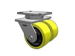 Albion Casters Dual-Wheel Kingpinless Caster 6" x 3" HD Poly-on-Iron with 7.25" x 5.25" Plate - Heavy-Duty Industrial Caster for High-Load Applications - Model 415PF06528S Albion-Casters