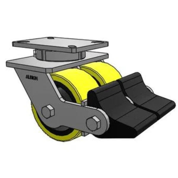Dual-Wheel 6"x3" Kingpinless HD Poly-on-Iron Swivel Caster W/ Poly-Lock Brake| 2000 lb Capacity | 7.25"x5.25" Plate | 415PF06528SPLB Albion-Casters