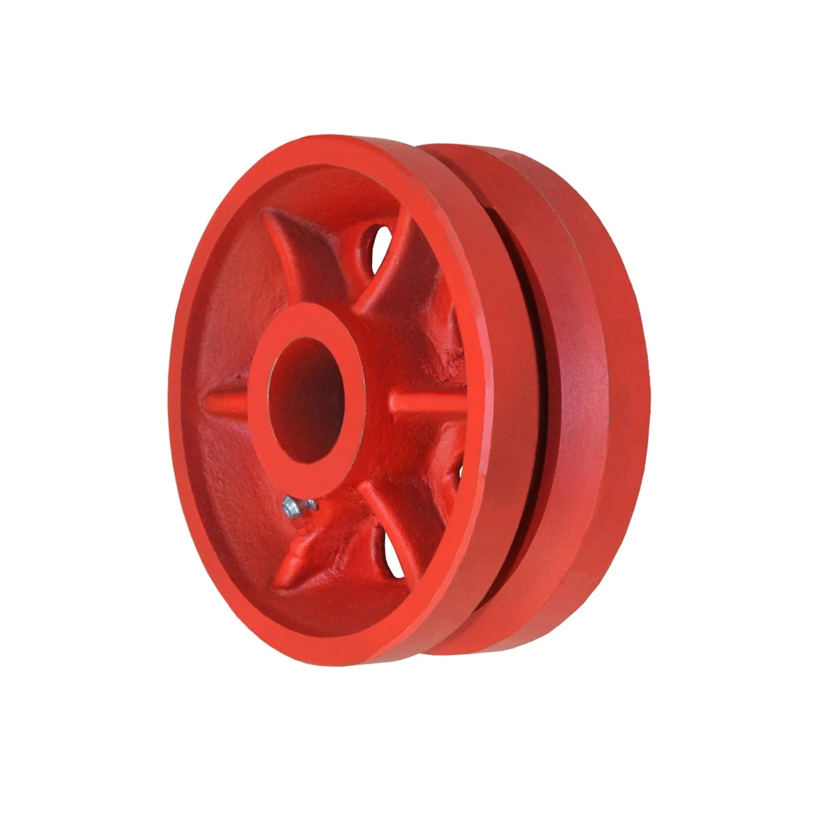 4" X 2" Red Ductile V-Groove Wheel - 1,500 lbs Capacity CasterHQ