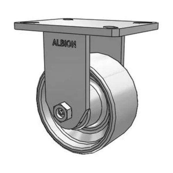 Kingpinless 6x3 Cast Iron Wheel Rigid Caster, 2800 lb Capacity, 7.25x5.25 Plate Albion-Casters