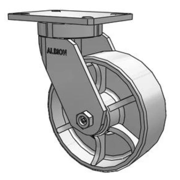Kingpinless 8"x3" Cast Iron Wheel Caster | Heavy-Duty 2800 lb Capacity Albion-Casters