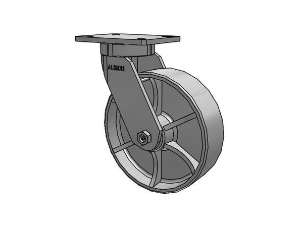 Albion Casters Value Kingpinless Caster - 10" x 3" Cast Iron Wheel with 7.25" x 5.25" Plate, Heavy-Duty Industrial Caster - Model 470CA10501S Albion-Casters