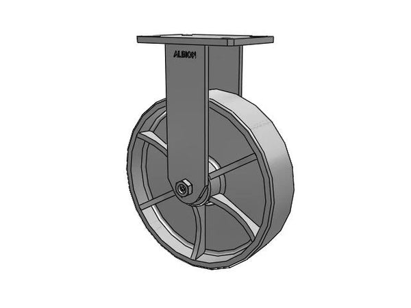 Albion Casters Value Kingpinless Caster - 12" x 3" Cast Iron Wheel, Rigid Design with 7.25" x 5.25" Plate - Heavy-Duty Performance for Industrial Use Albion-Casters