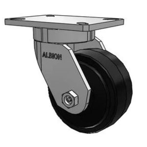 Albion 470MR06501S 6" x 3" Rubber Kingpinless Swivel Caster – 750 lb