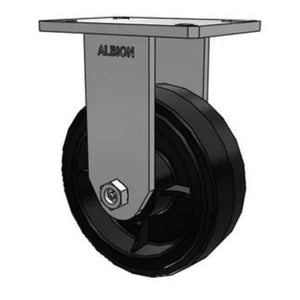 Albion 470MR08501R 8"x3" Rubber-Iron Rigid Kingpinless Caster – 900 lb
