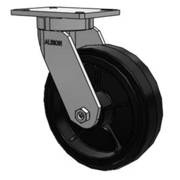 Kingpinless 10"x3" Rubber-on-Iron Wheel Swivel Caster - 1000 lb Load Capacity Albion-Casters