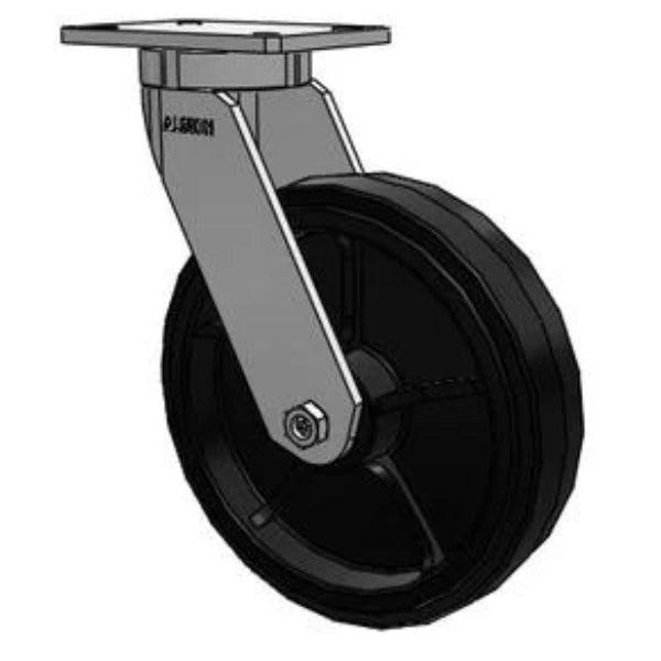 Albion Kingpinless 12"x3" Rubber-on-Iron Wheel Swivel  Caster - 1200 lb Capacity Albion-Casters