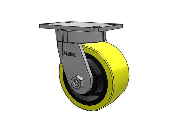 Value Kingpinless 6"x3" HD Poly-on-Iron Caster with 6.25"x4.5" Plate - 2900 lb Capacity Albion-Casters
