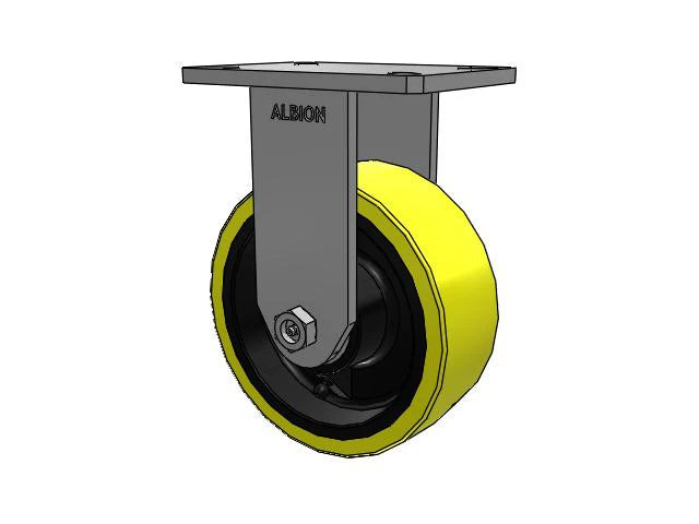 Albion Casters Kingpinless 8x3 HD Poly-on-Iron Rigid Caster with 7.25x5.25 Plate - Heavy-Duty Performance, Model 470PF08528R Albion-Casters