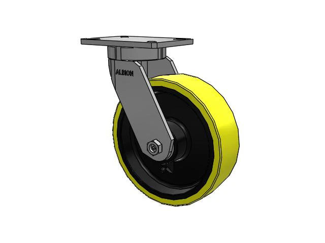 Value Kingpinless 10"x3" HD Poly-on-Iron Caster with 7.25"x5.25" Plate - 3500 lb Load Capacity, Swivel, Ergonomic Wheel for Heavy-Duty Applications Albion-Casters