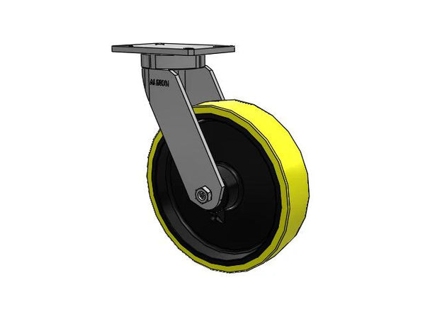 Value Kingpinless 12"x3" Heavy Duty Poly-on-Iron Caster - 3500 lb Load Capacity, 7.25"x5.25" Plate, Ergonomic HD Wheel, Albion Casters SKU: 470PF12528S Albion-Casters