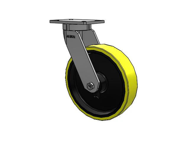 Value Kingpinless 12"x3" Heavy Duty Poly-on-Iron Caster - 3500 lb Load Capacity, 7.25"x5.25" Plate, Ergonomic HD Wheel, Albion Casters SKU: 470PF12528S Albion-Casters