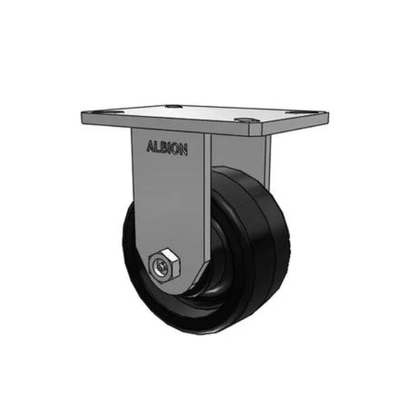 Albion Casters Kingpinless 6" x 3" Phenolic Wheel Rigid Caster - 7.25" x 5.25" Plate, 2000 lb Capacity, SKU 470TM06501R Albion-Casters