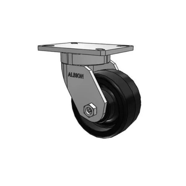 Albion Casters Value Kingpinless Caster 6" x 3" Phenolic Wheel with 7.25" x 5.25" Plate – 2000 lb Load Capacity – USA-Made Heavy-Duty Caster - Model 470TM06501S Albion-Casters