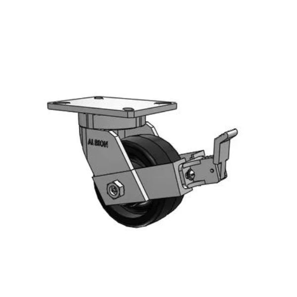 Albion Casters 6" x 3" Kingpinless Phenolic Wheel Caster with Face Brake and 7.25" x 5.25" Plate - 2000 lb Capacity - Model 470TM06501SFBB Albion-Casters