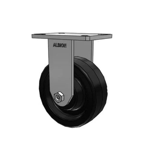 Albion Casters Value Kingpinless 8" x 3" Phenolic Wheel Rigid Caster - 2500 lb Capacity, 7.25" x 5.25" Plate, USA-Made - Model 470TM08501R Albion-Casters