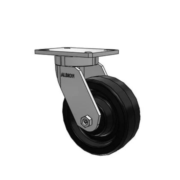 Albion Casters 8"x3" Kingpinless Caster with Phenolic Wheel - 2500 lb Load Capacity, 7.25"x5.25" Mount Plate, USA-Made - Model 470TM08501S Albion-Casters