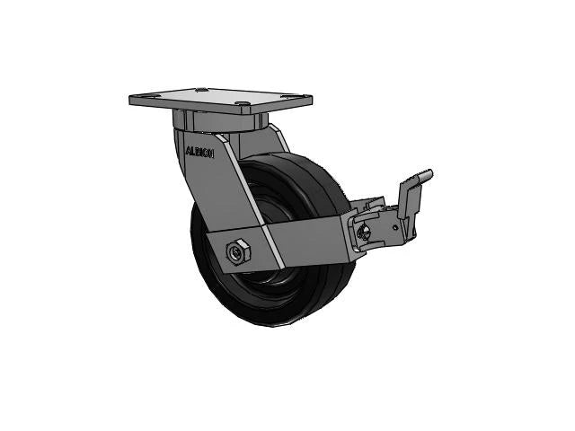Albion Casters Kingpinless 8" x 3" Phenolic Wheel Caster with Face Brake, 7.25" x 5.25" Plate – Heavy Duty Industrial Caster - Model 470TM08501SFBB Albion-Casters