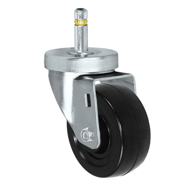 3" x 1-1/4" Hard Rubber Swivel Caster – 275 lb | 7/16" x 1-3/8" Grip Ring Stem | CasterHQ