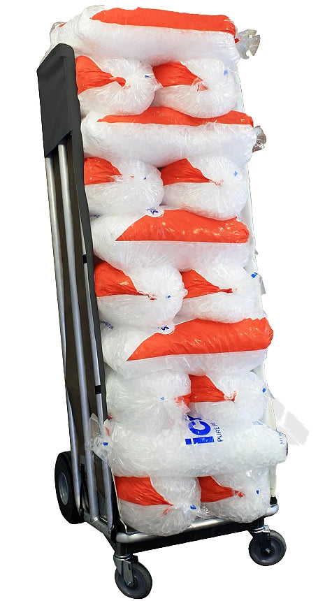 B&P Commercial Ice Cart | 20-Bag Capacity, No-Flat Wheels, Dual Brake System - Safe & Efficient Ice Delivery BP MFG
