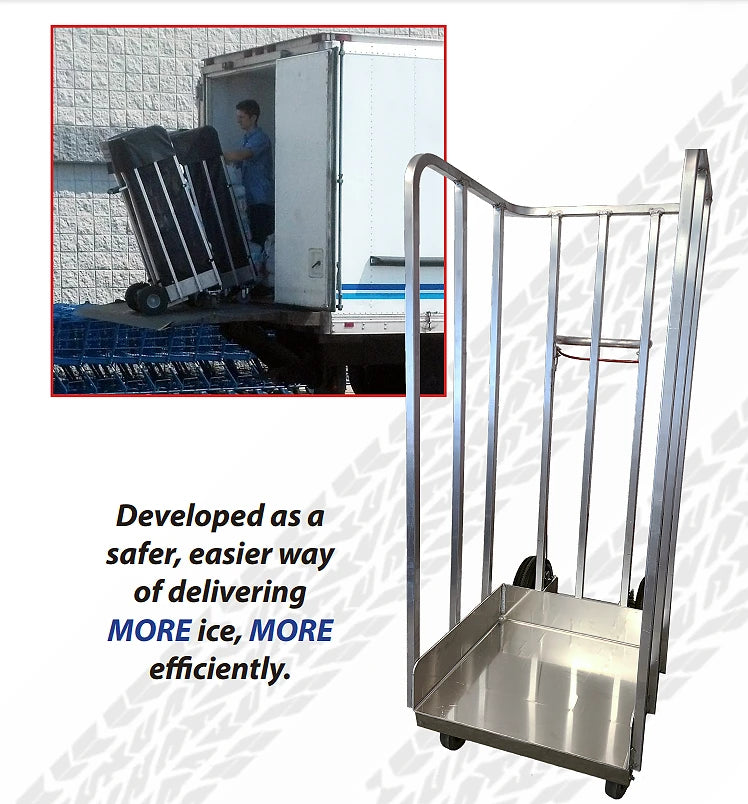 B&P Commercial Ice Cart | 20-Bag Capacity, No-Flat Wheels, Dual Brake System - Safe & Efficient Ice Delivery BP MFG