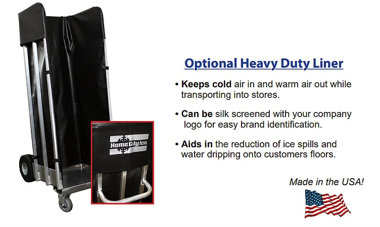 B&P Commercial Ice Cart | 20-Bag Capacity, No-Flat Wheels, Dual Brake System - Safe & Efficient Ice Delivery BP MFG