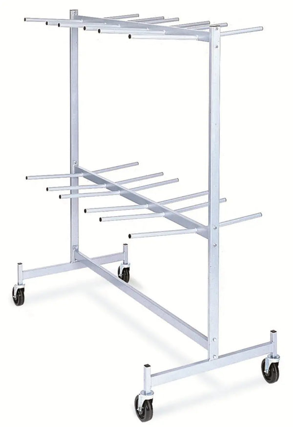 Raymond Products hanging folded chair storage truck, model 900L shown; RPP-900 is the standard chair version with 5 inch phenolic swivel casters