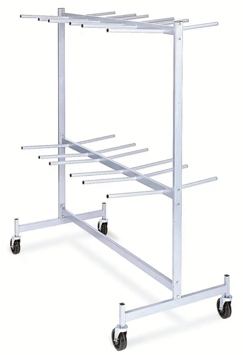 Raymond Products hanging folded chair storage truck, model 900L shown; RPP-900 is the standard chair version with 5 inch phenolic swivel casters