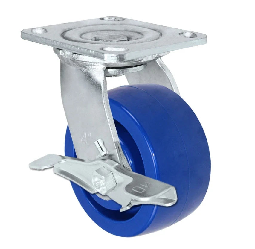 5" x 2" Swivel Caster with Brake, Solid Polyurethane Wheel, 800 lbs Capacity CasterHQ