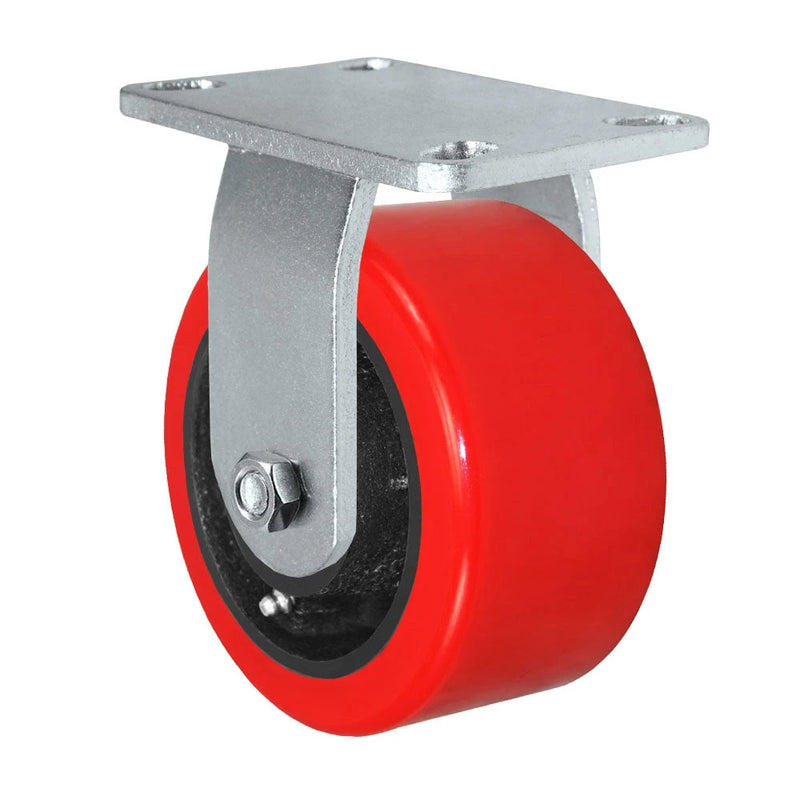 Durastar Heavy Duty 60 Series - 6" x 3" HD Polyurethane on Steel Rigid Caster - 2500 lb Capacity, 4-1/2" x 6-1/4" Top Plate | Choose Bearing Option Durastar