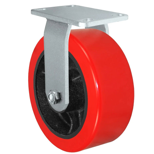 Durastar Heavy Duty 60 Series - 8" x 3" Heavy Duty Polyurethane on Steel Rigid Caster - 2500 lb Capacity, 4-1/2" x 6-1/4" Top Plate Durastar