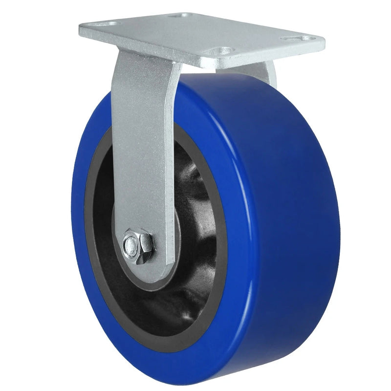 Durastar Heavy Duty 60 Series - 8" x 3" Polyurethane on Glass-filled Nylon - MX (23mm Thick Tread) Rigid Caster - 2500 lb Capacity, 4-1/2" x 6-1/4" Top Plate Durastar
