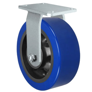 Durastar Heavy Duty 60 Series - 8" x 3" Polyurethane on Glass-filled Nylon - MX (23mm Thick Tread) Rigid Caster - 2500 lb Capacity, 4-1/2" x 6-1/4" Top Plate Durastar