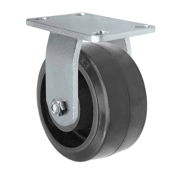 Durastar Heavy Duty 60 Series - 8" x 3" Rubber on Steel Rigid Caster - 900 lb Capacity, 4-1/2" x 6-1/4" Top Plate | Choose Bearing Option Durastar