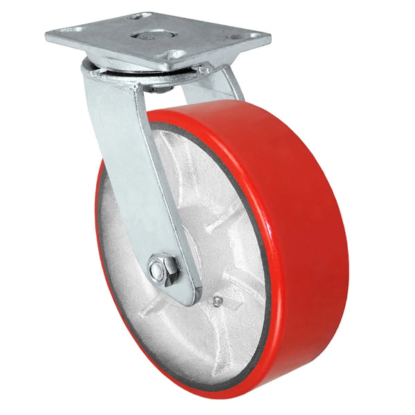 Durastar Heavy Duty 60 Series - 10" x 3" Polyurethane on Steel Swivel Caster - 2500 lb Capacity, 4-1/2" x 6-1/4" Top Plate Durastar