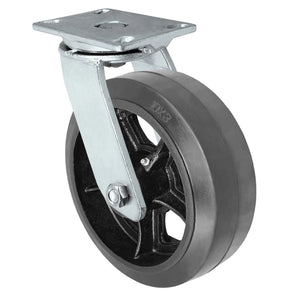 Durastar Heavy Duty 60 Series - 10" x 3" Rubber on Steel Swivel Caster - 1100 lb Capacity, 4-1/2" x 6-1/4" Top Plate Durastar
