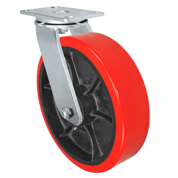 Durastar Heavy Duty 60 Series - 12" x 3" Heavy Duty Polyurethane on Steel Swivel Caster - 2500  lb Capacity, 4-1/2" x 6-1/4" Top Plate Durastar