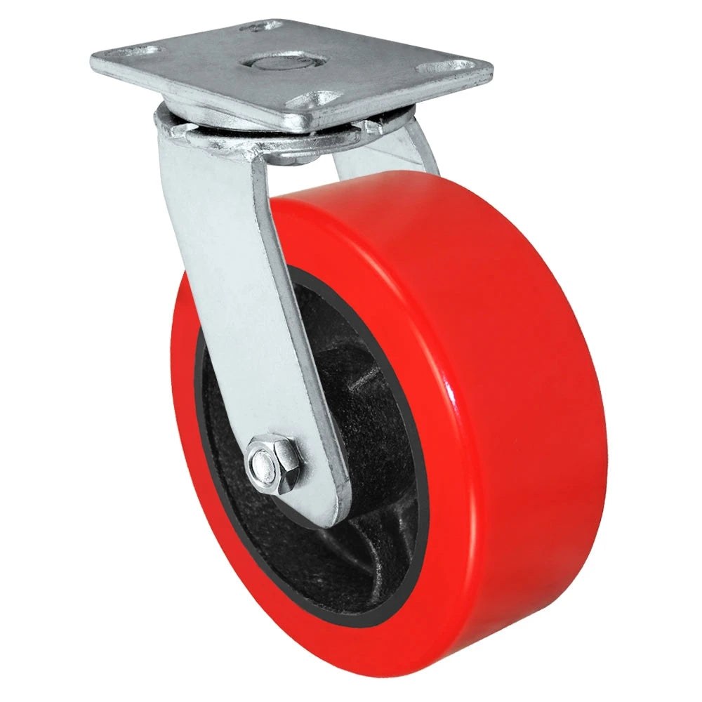 Durastar Heavy Duty 60 Series - 6" x 3" HD Polyurethane on Steel Swivel Caster - 2500 lb Capacity, 4-1/2" x 6-1/4" Top Plate | Choose Bearing Option Durastar