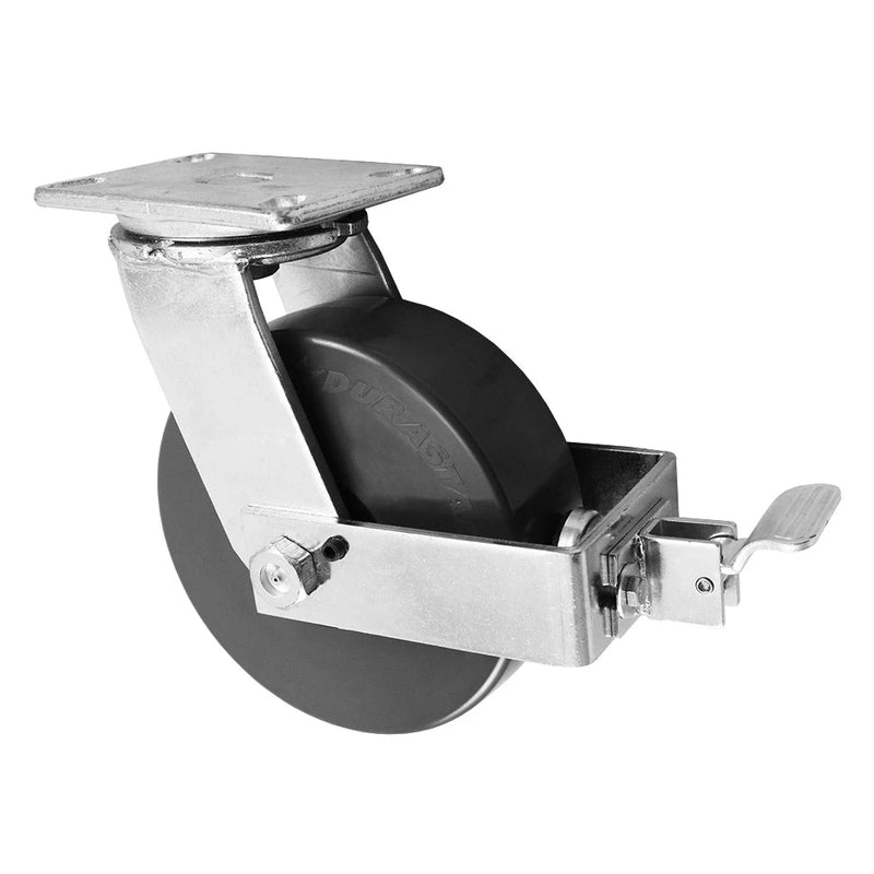 Durastar Heavy Duty 60 Series - 6" x 3" HD Solid Polyurethane on Glass-filled Nylon  Swivel Caster - 2500 lb Capacity, 4-1/2" x 6-1/4" Top Plate Durastar