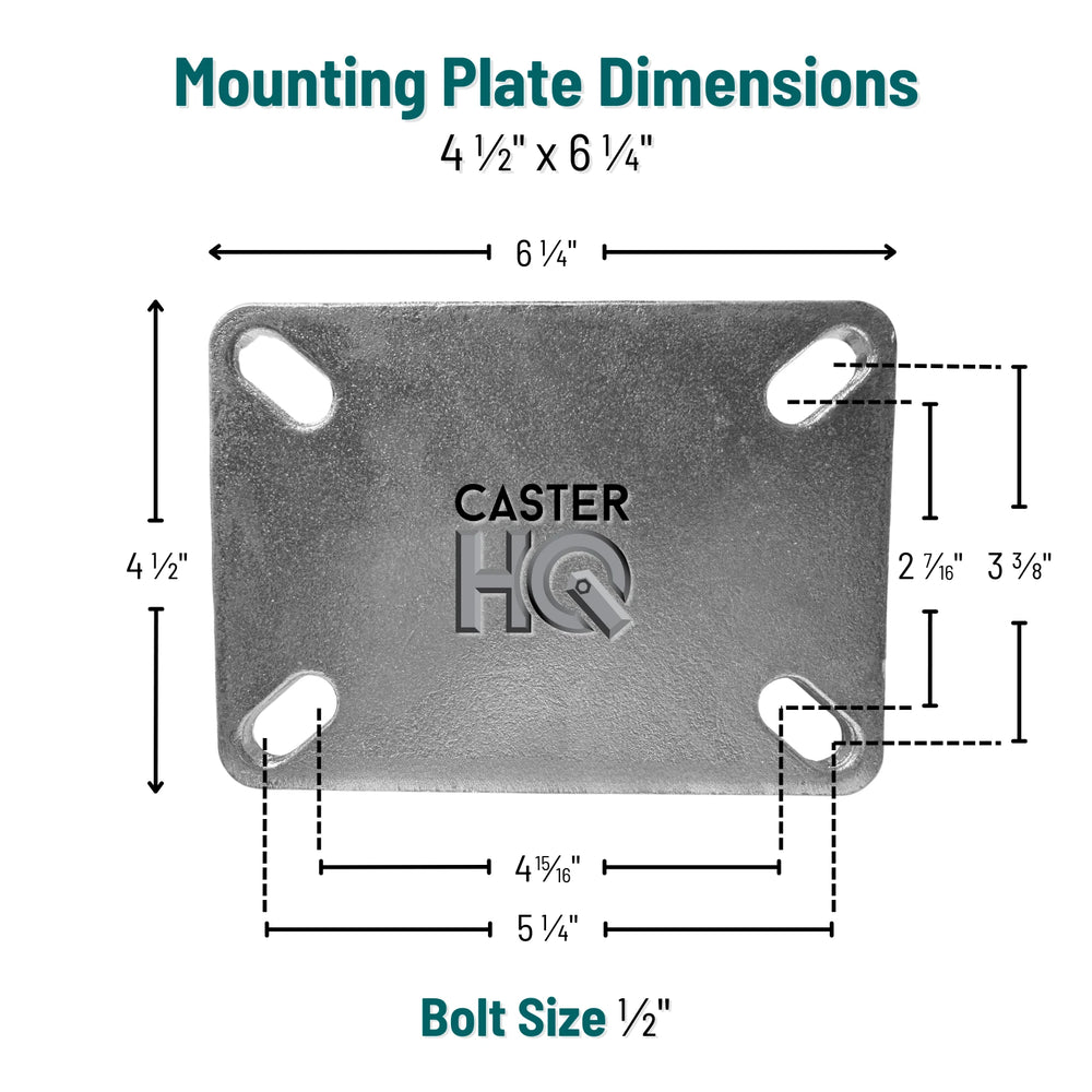 Durastar Heavy Duty 60 Series - 8" x 3" Heavy Duty Polyurethane on Steel Swivel Caster - 2500 lb Capacity, 4-1/2" x 6-1/4" Top Plate Durastar